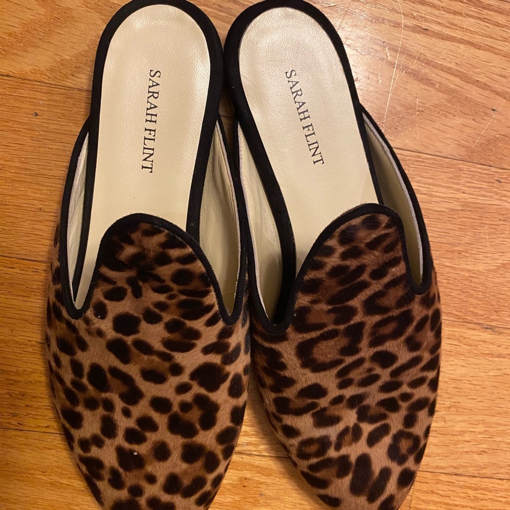 Sarah Flint Leopard Print Hair Loafers Women's Size 37 US Size US 7